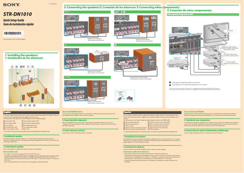Page 1 de la notice Guide d'installation Sony STR-DN1010