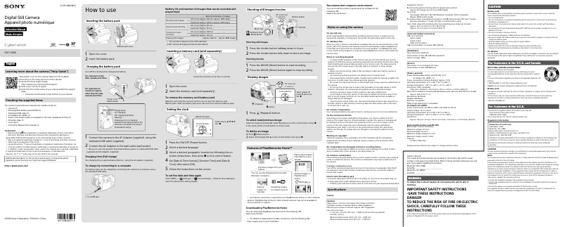 Image de la première page du manuel de l'appareil Cybershot DSC-H400