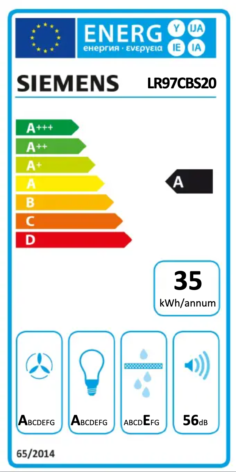 Page n°1 - Label énergétique Siemens LR97CBS20