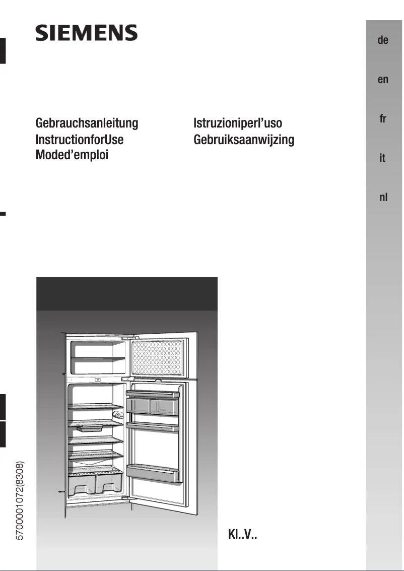 Page n°1 - Manuel utilisateur Siemens KI26V470