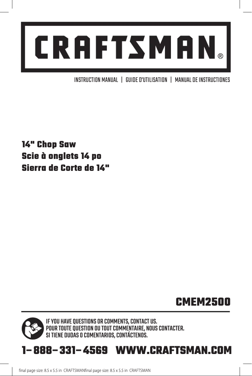 Page 1 de la notice Manuel utilisateur Craftsman CMEM2500