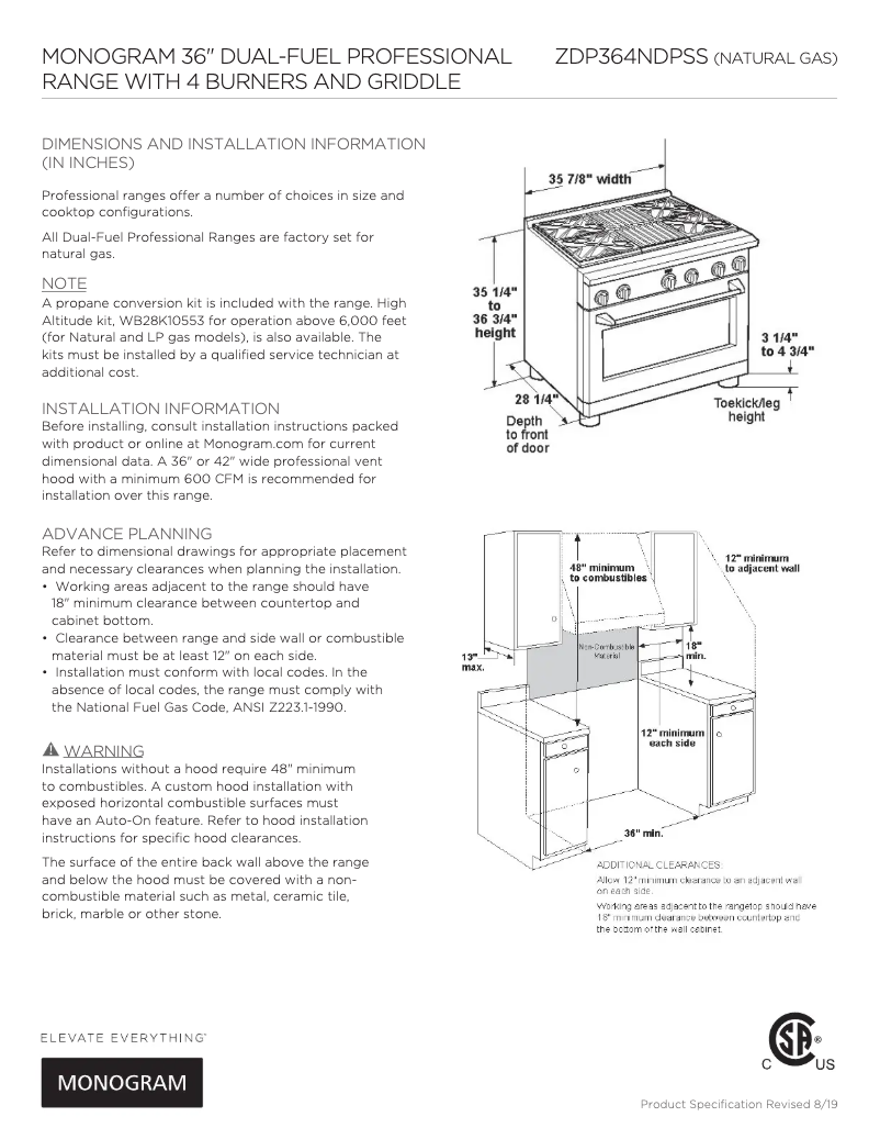 Page n°1 - Fiche technique GE ZDP364LDPSS