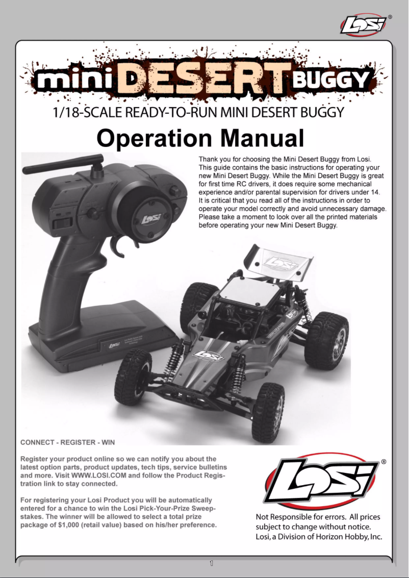 Page 1 de la notice Manuel utilisateur Losi 1/18 Mini Desert Buggy RTR