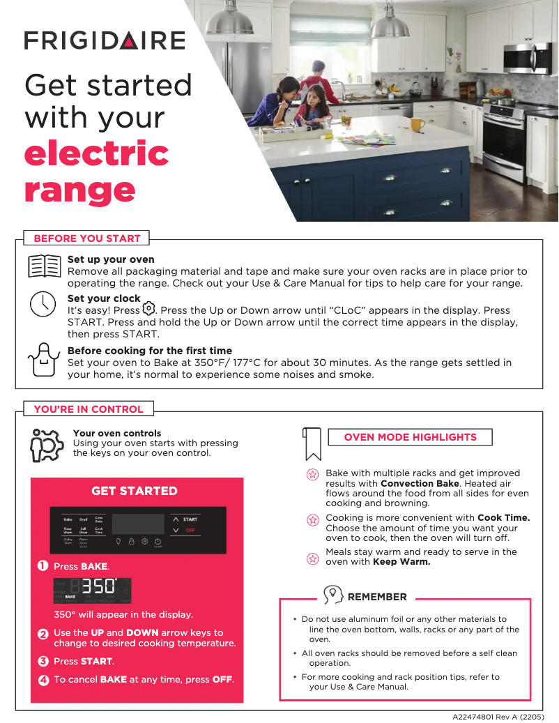 Page n°1 - Guide de démarrage rapide Frigidaire FCFE308LAF