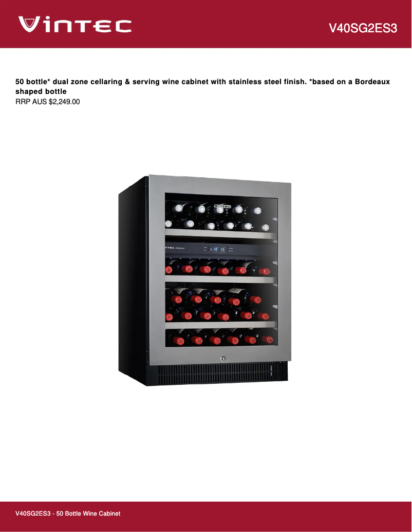 Image de la première page du manuel de l'appareil V40SG2ES3