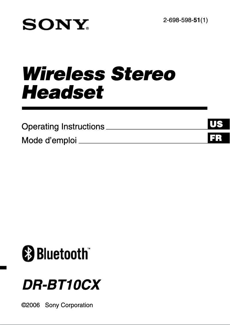 Page 1 de la notice Manuel utilisateur Sony DR-BT10CX