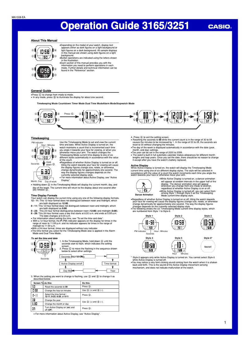 Page n°1 - Manuel utilisateur Casio BGD-101-7ER