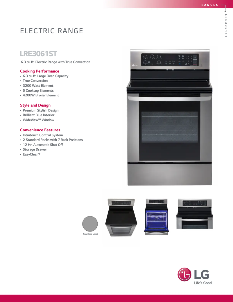 Page n°1 - Fiche technique LG LRE3061ST