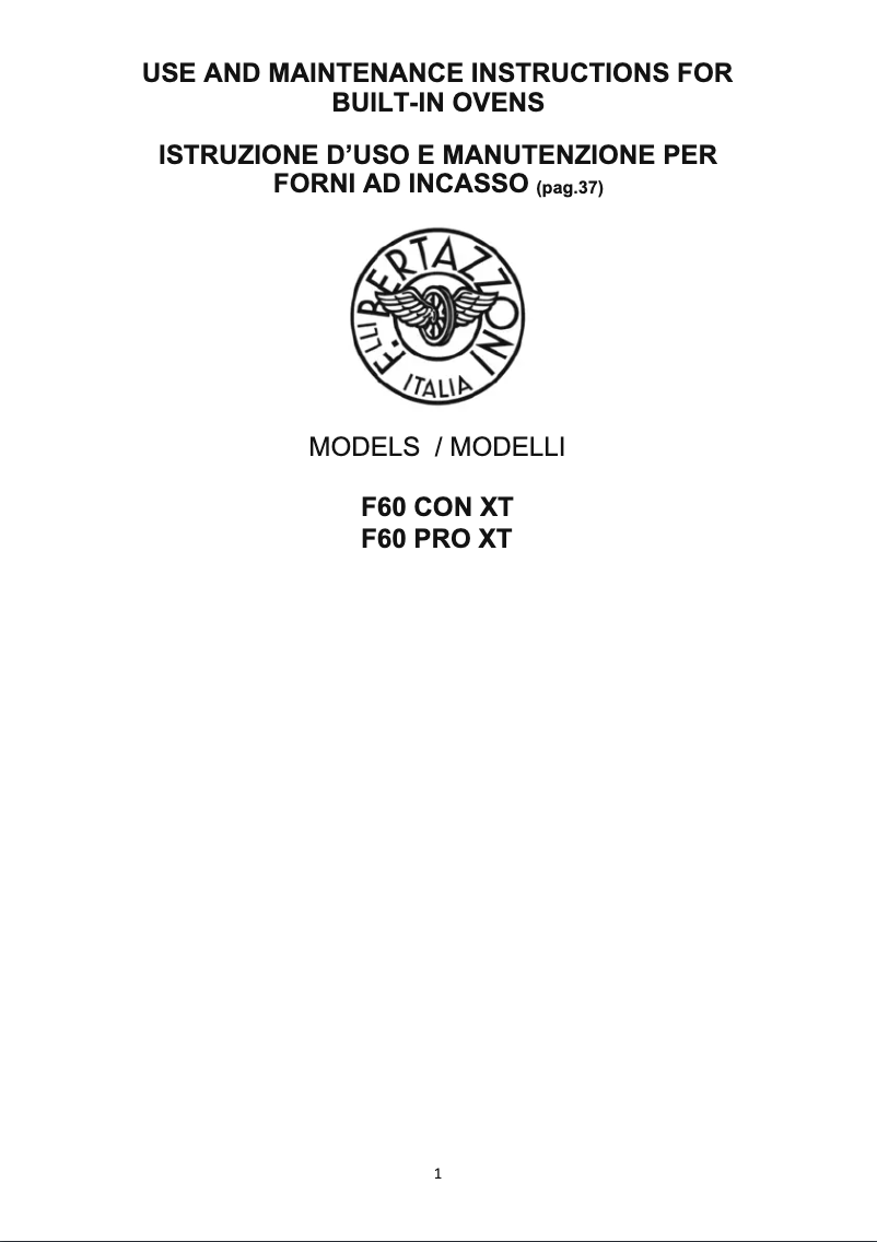 Page 1 de la notice Manuel utilisateur Bertazzoni F60 PRO XT/12