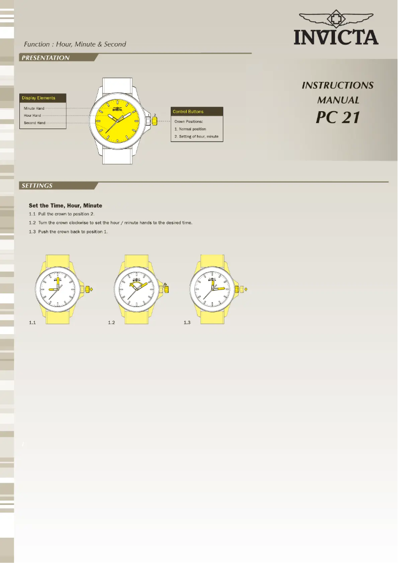 Page n°1 - Manuel utilisateur Invicta Angel 25246