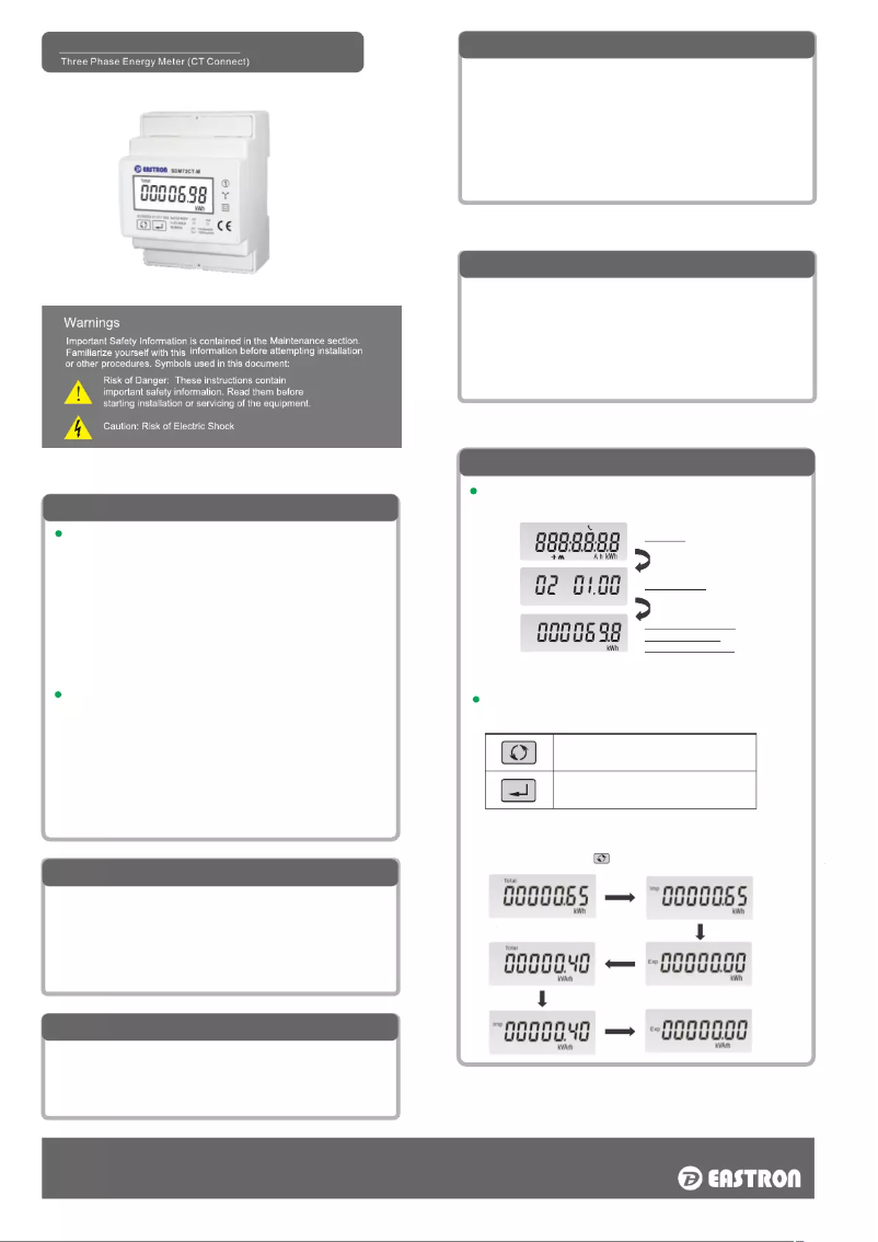 Page 1 de la notice Manuel utilisateur Eastron SDM72CTM