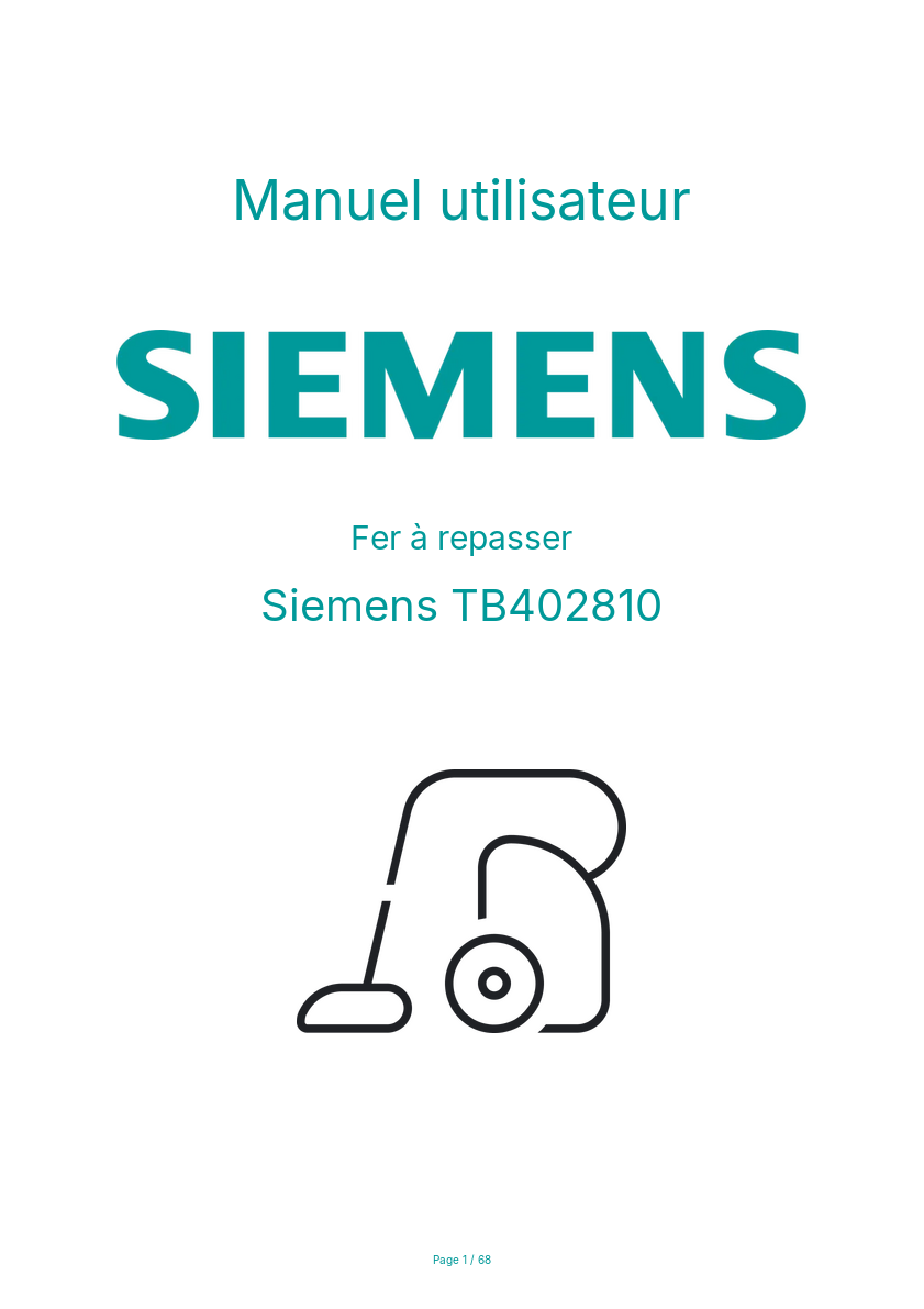 Page n°1 - Manuel utilisateur Siemens TB402810