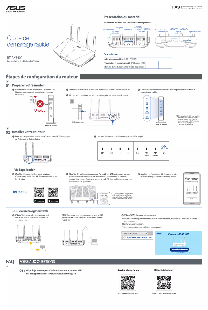 Page n°1 - Guide de démarrage rapide Asus RT-AX5400