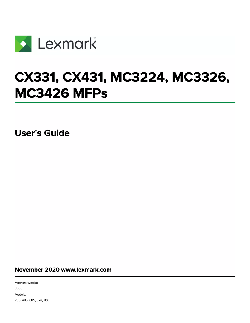 Page 1 de la notice Manuel utilisateur Lexmark MC3224adwe