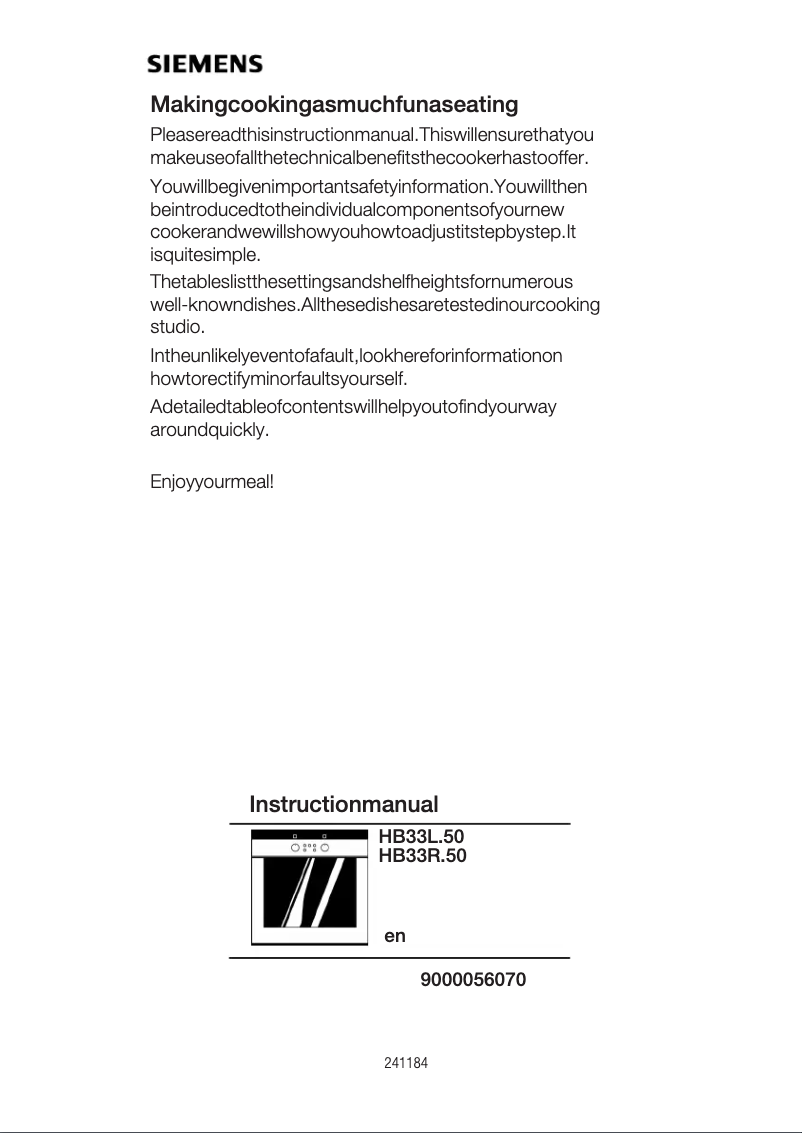 Page 1 de la notice Manuel utilisateur Siemens HB33L750