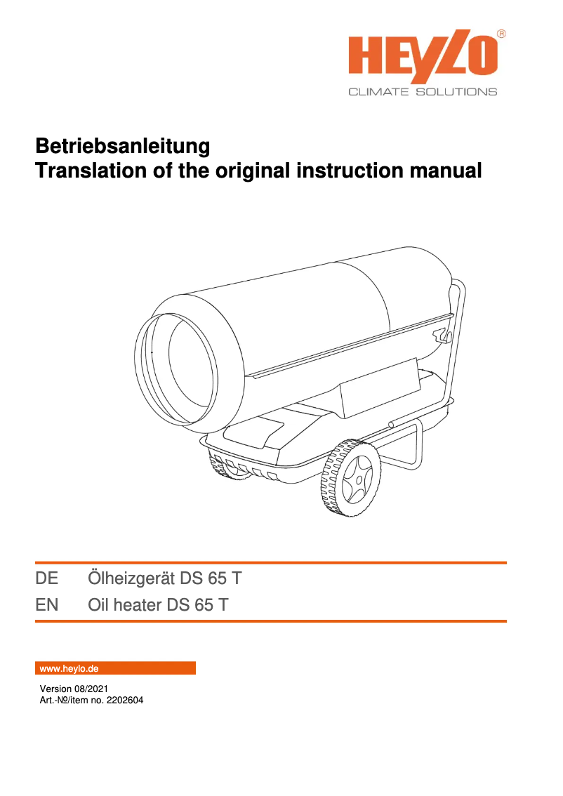 Page 1 de la notice Manuel utilisateur Heylo DS 65 T