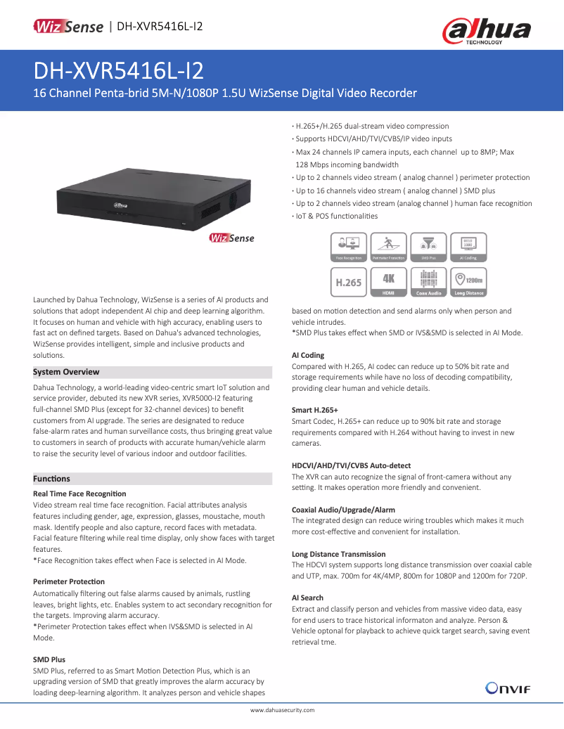 Image de la première page du manuel de l'appareil XVR5416L-I2