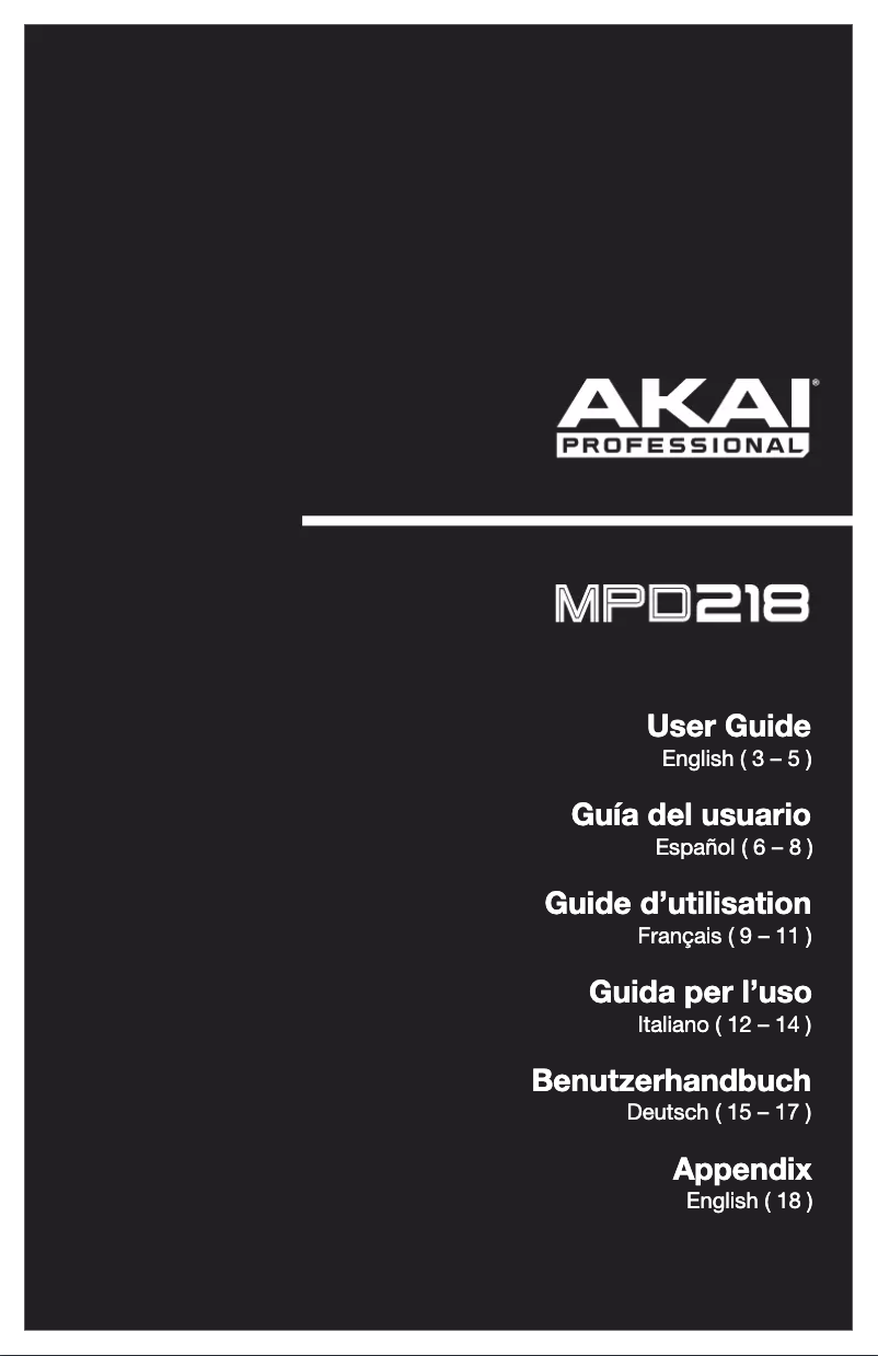 Page n°1 - Manuel utilisateur AKAI MPD218