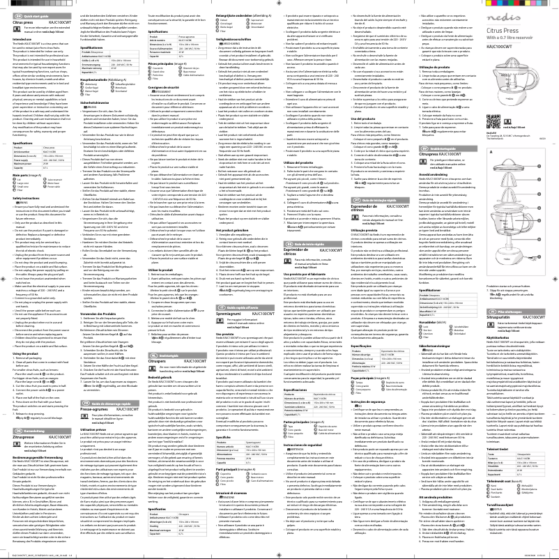 Page 1 de la notice Manuel utilisateur Nedis KAJC100CWT