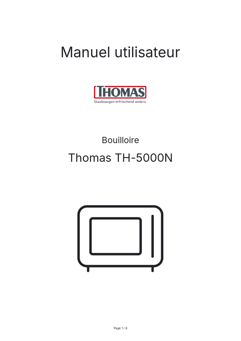 Page n°1 - Manuel utilisateur Thomas TH-5000N