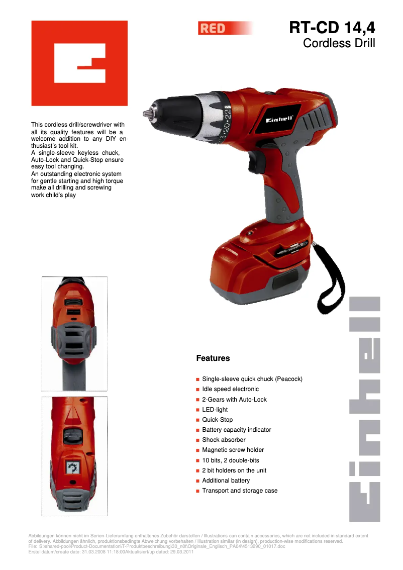 Image de la première page du manuel de l'appareil RT-CD 14,4