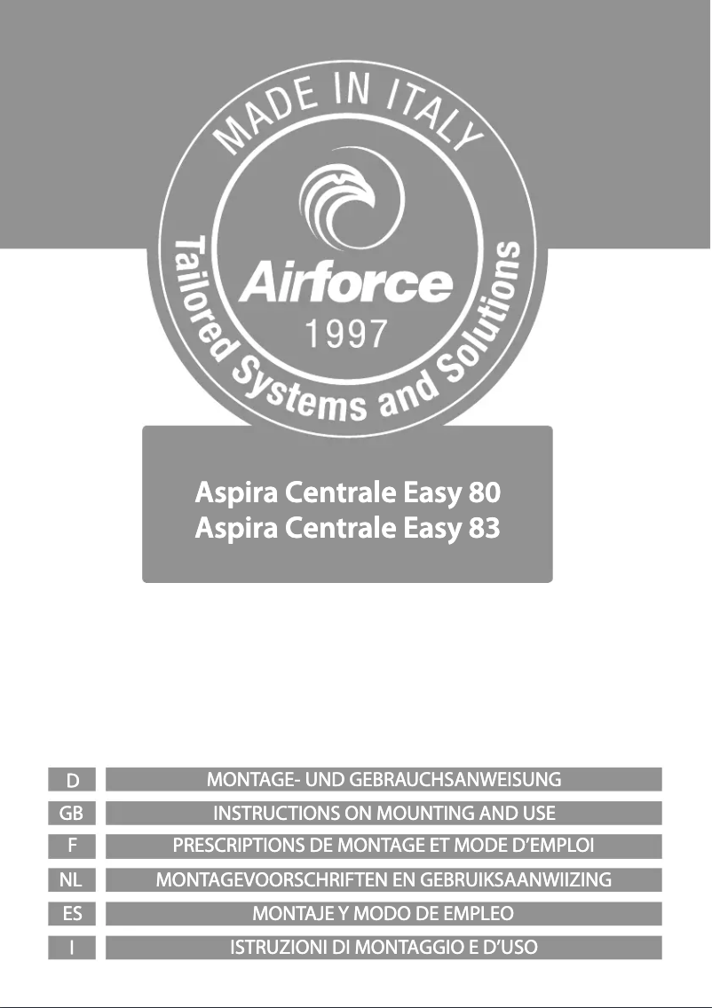 Page 1 de la notice Manuel utilisateur Airforce Centrale Easy 80