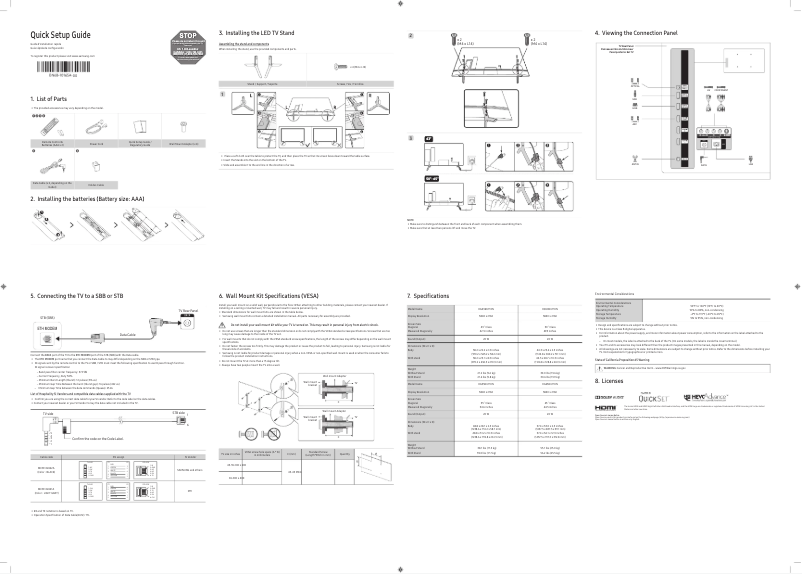 Page 1 de la notice Manuel utilisateur Samsung HG65RU710NF