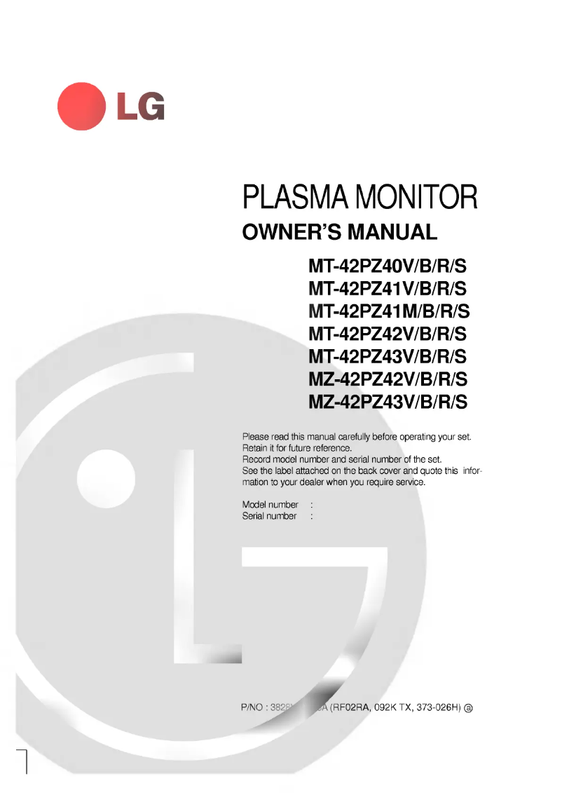 Página 1 del manual Manual de usuario LG MT-42PZ43V