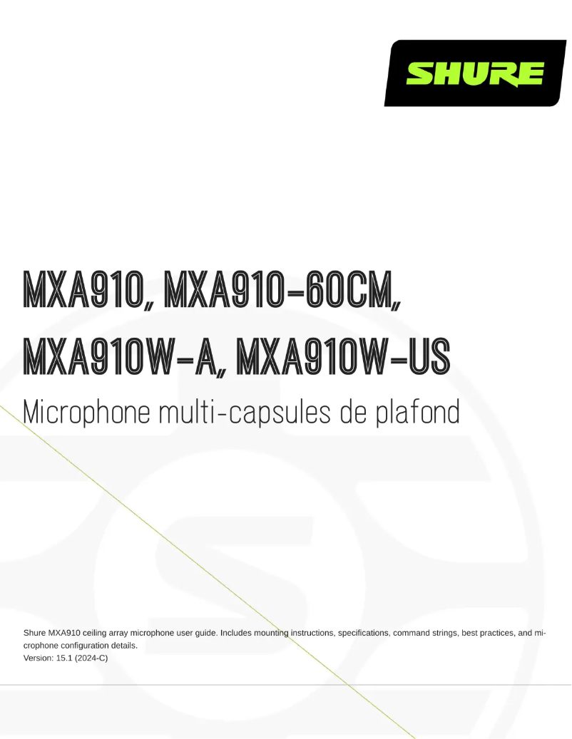 Image de la première page du manuel de l'appareil MXA910