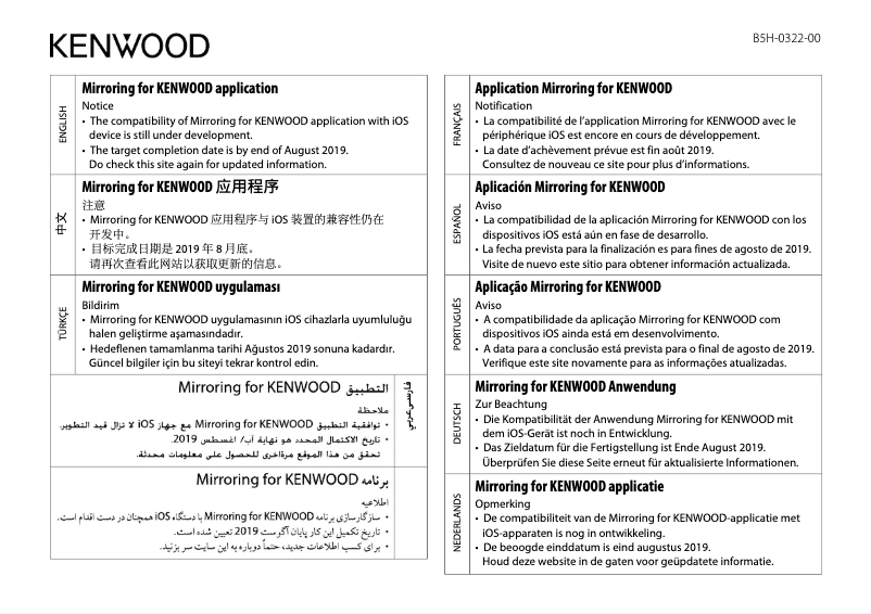 Page 1 de la notice Manuel utilisateur Kenwood DDX7019BT