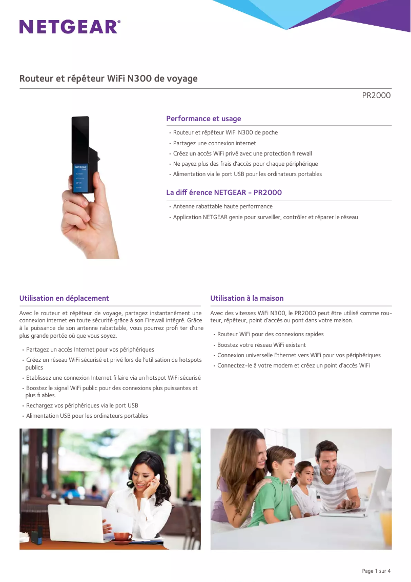 Page 1 de la notice Fiche technique Netgear PR2000