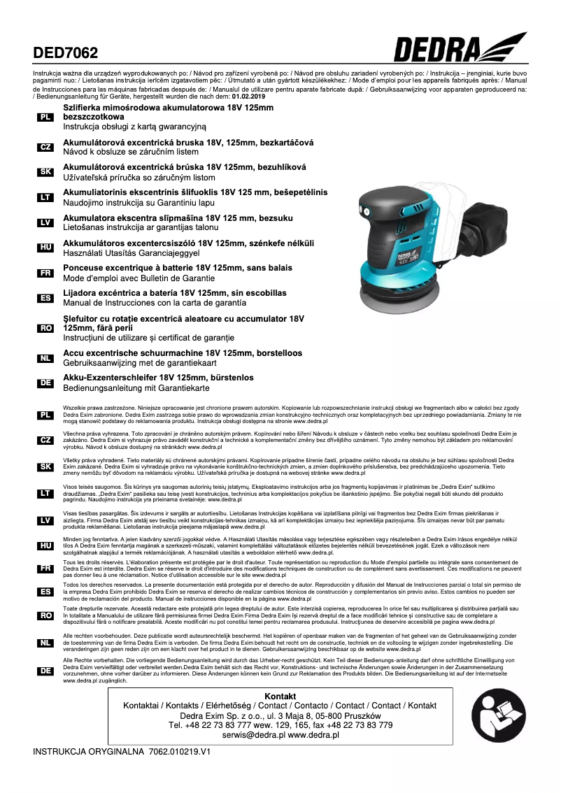 Page 1 de la notice Manuel utilisateur DEDRA DED7062