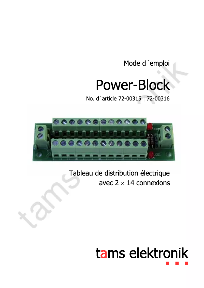 Page n°1 - Manuel utilisateur Tams Elektronik Power-Block