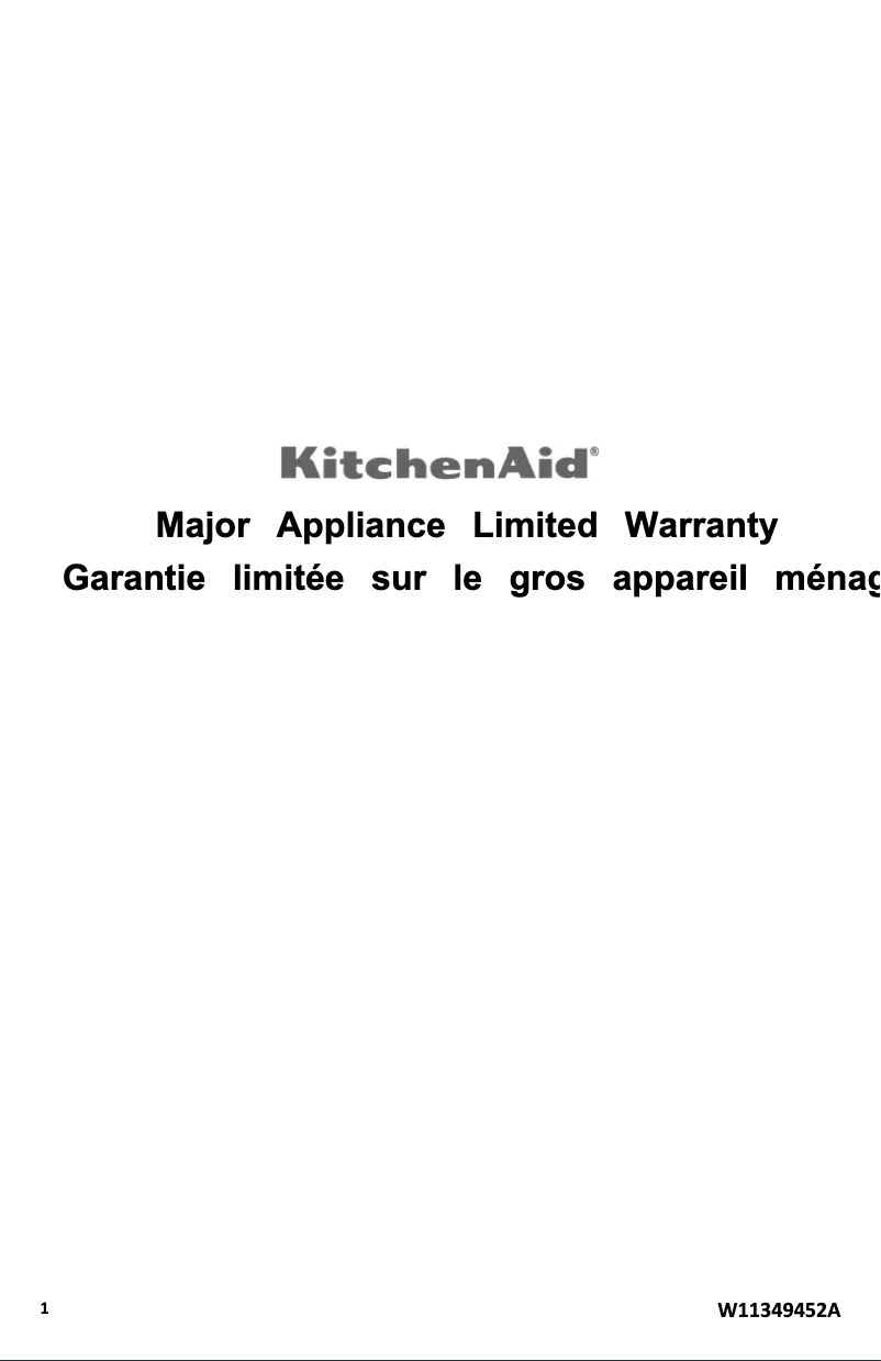 Page 1 de la notice Informations de garantie KitchenAid KGCC506RBL