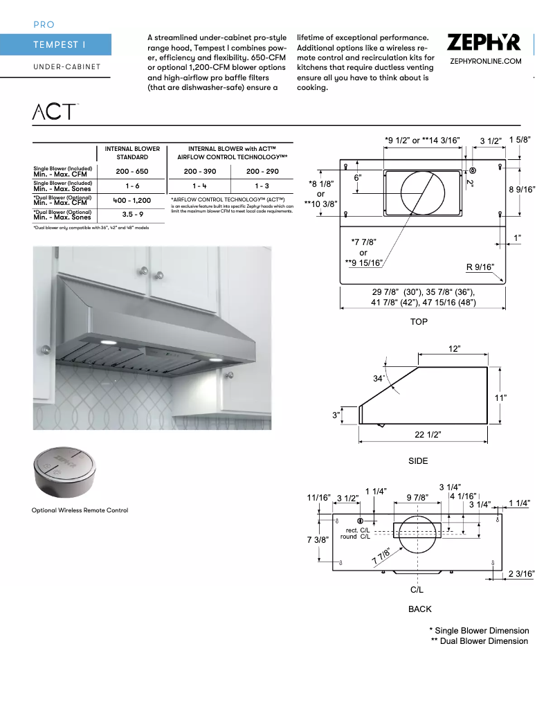 Page n°1 - Fiche technique Zephyr AK7048BS