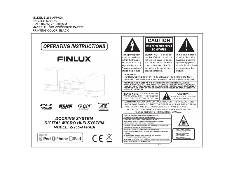 Page 1 de la notice Manuel utilisateur Finlux ID-F610