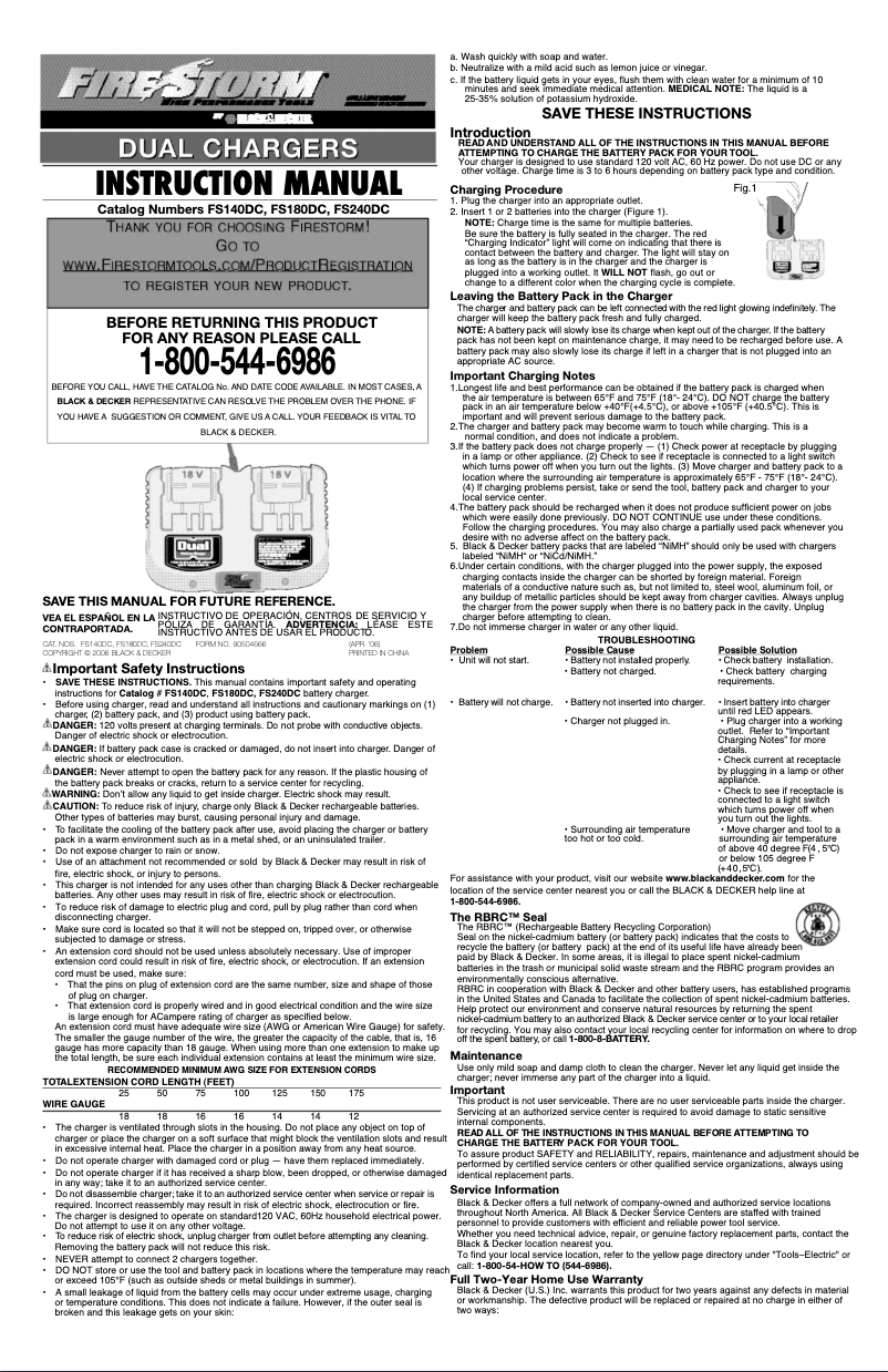 Page 1 de la notice Manuel utilisateur Black & Decker FS180DC