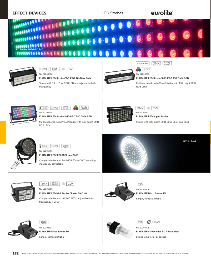 Page n°1 - Catalogue Eurolite LED Strobe SMD PRO 132 DMX RGB