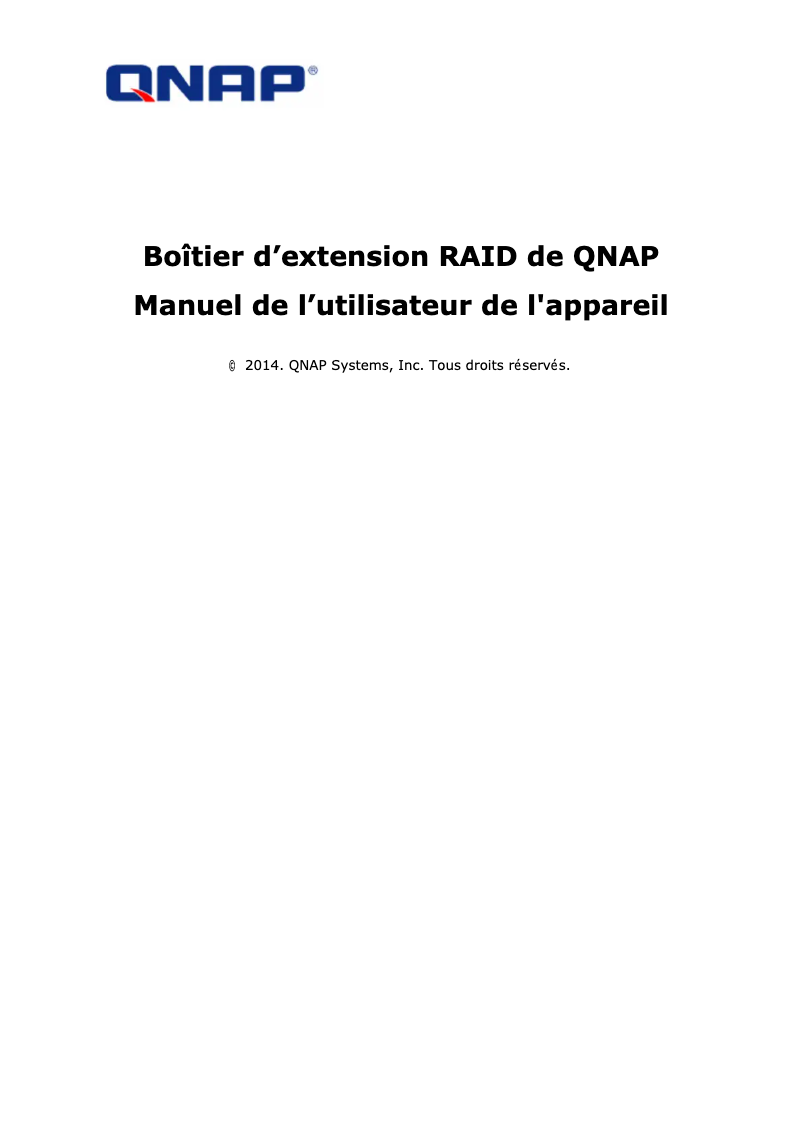 Page n°1 - Manuel utilisateur QNAP REXP-1000 PRO