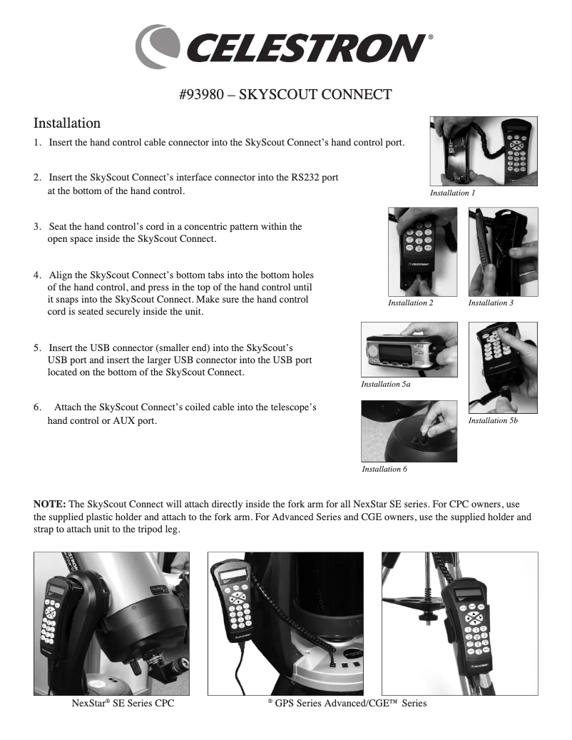 Page n°1 - Manuel utilisateur Celestron SkyScout 93980