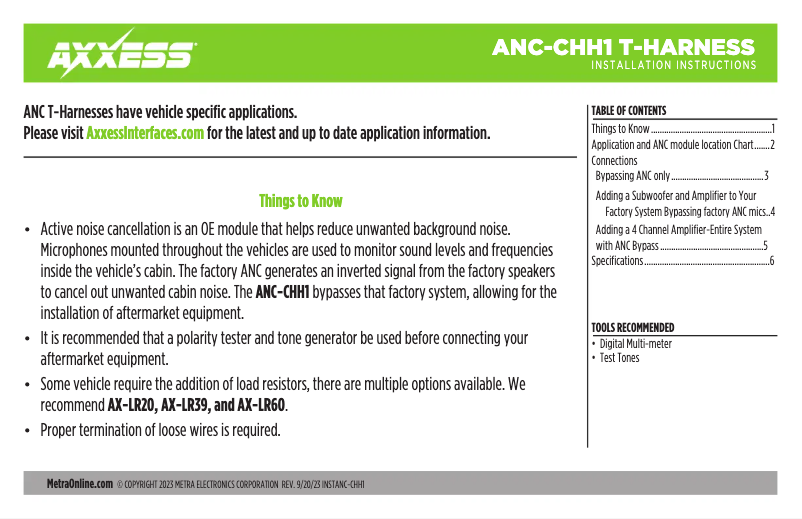 Image de la première page du manuel de l'appareil ANC-CHH1