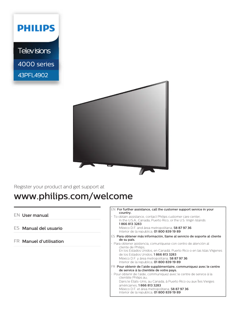 Page 1 de la notice Manuel utilisateur Philips 43PFL4902
