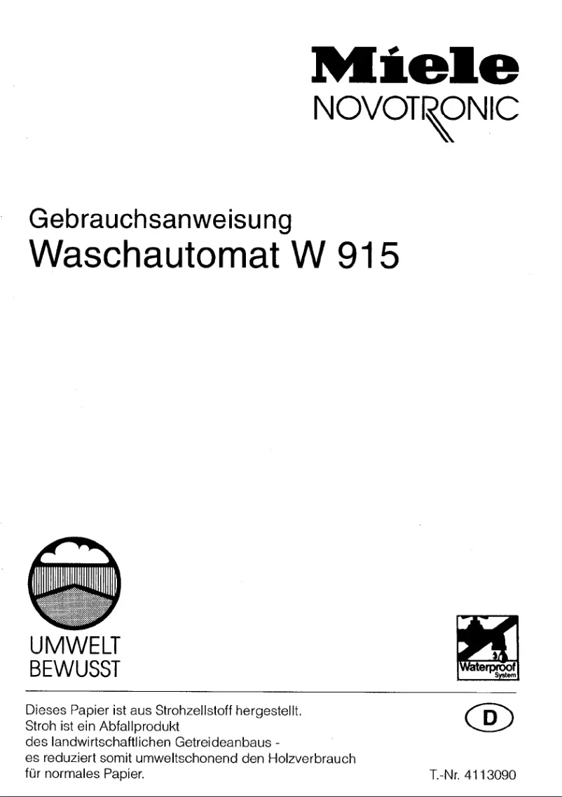 Image de la première page du manuel de l'appareil Novotronic W915