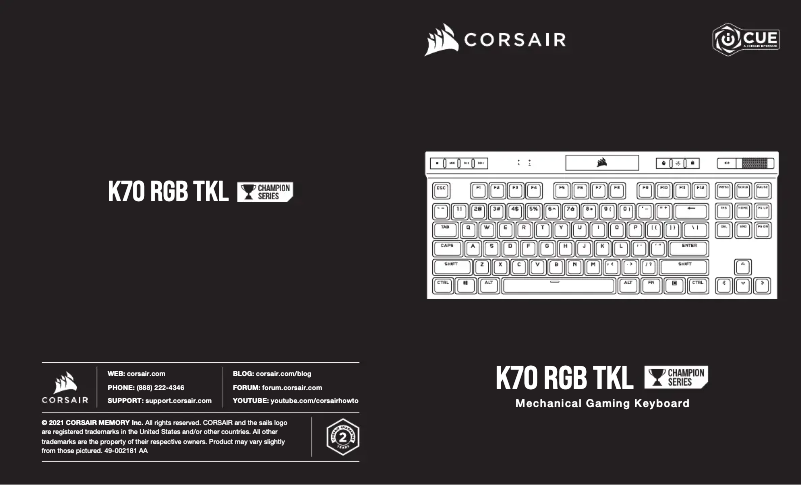 Image de la première page du manuel de l'appareil K70 RGB TKL