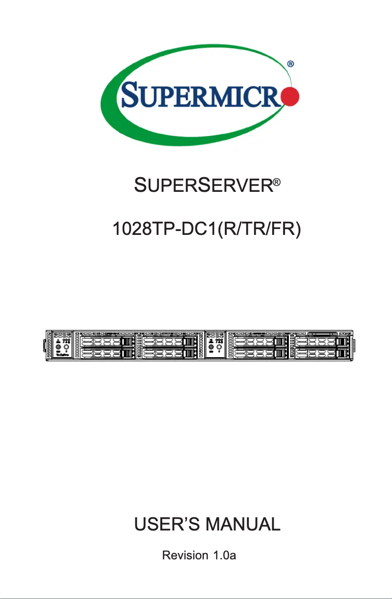 Image de la première page du manuel de l'appareil SuperServer 1028TP-DC1TR