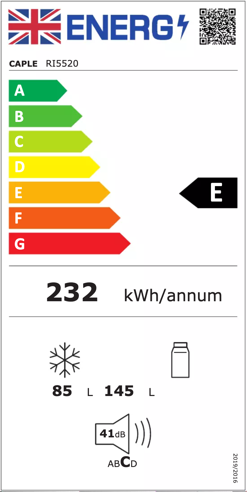 Page n°1 - Label énergétique Caple RI5520