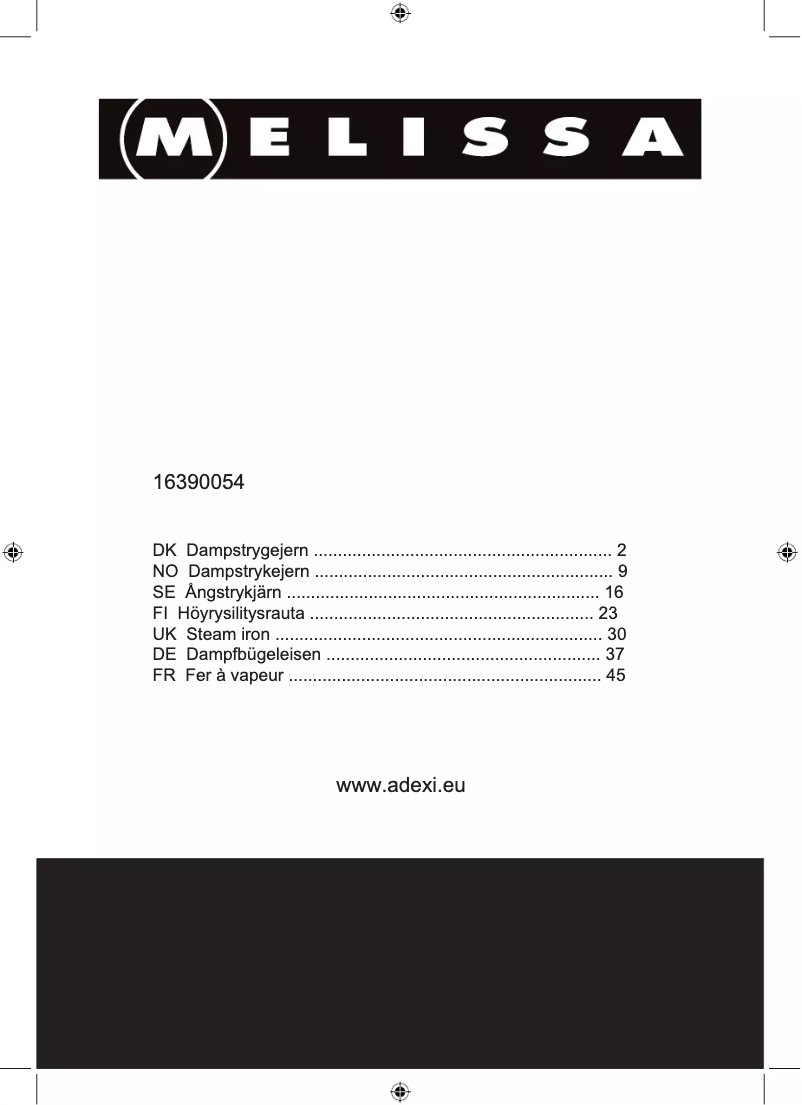 Page 1 de la notice Manuel utilisateur Melissa 16390054