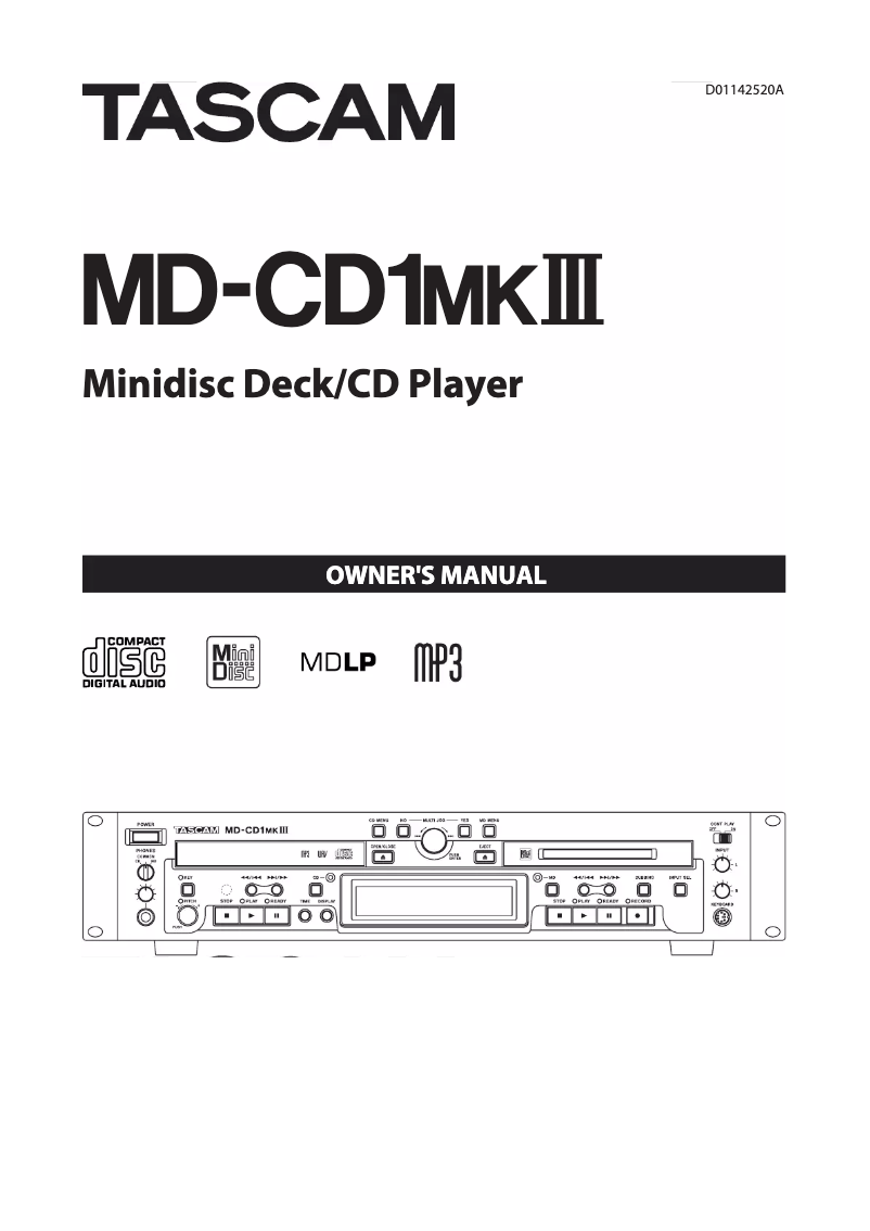 Image de la première page du manuel de l'appareil MD-CD1MKIII