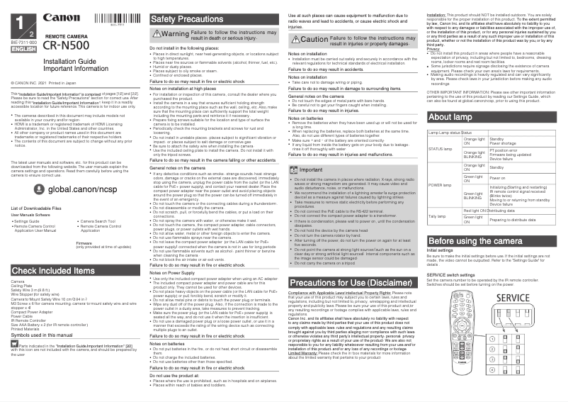 Página 1 del manual Guía de instalación Canon CR-N500