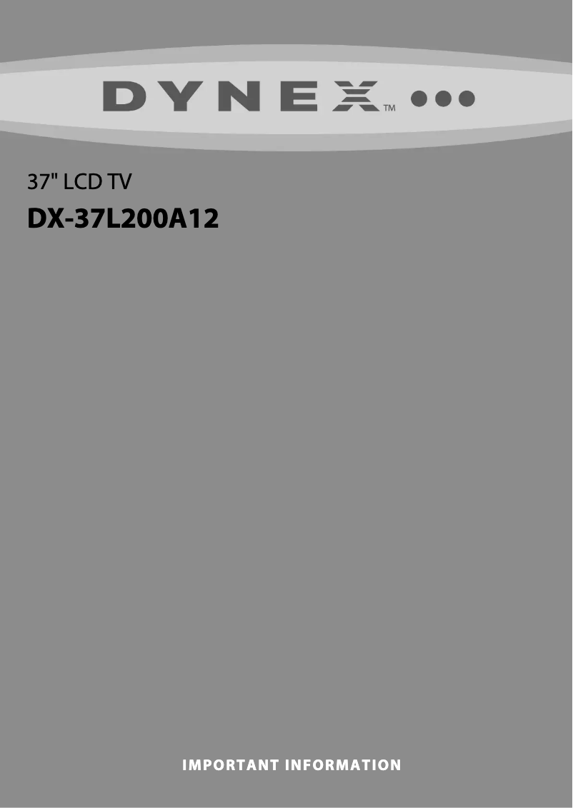 Page n°1 - Manuel utilisateur Dynex DX-37L200A12